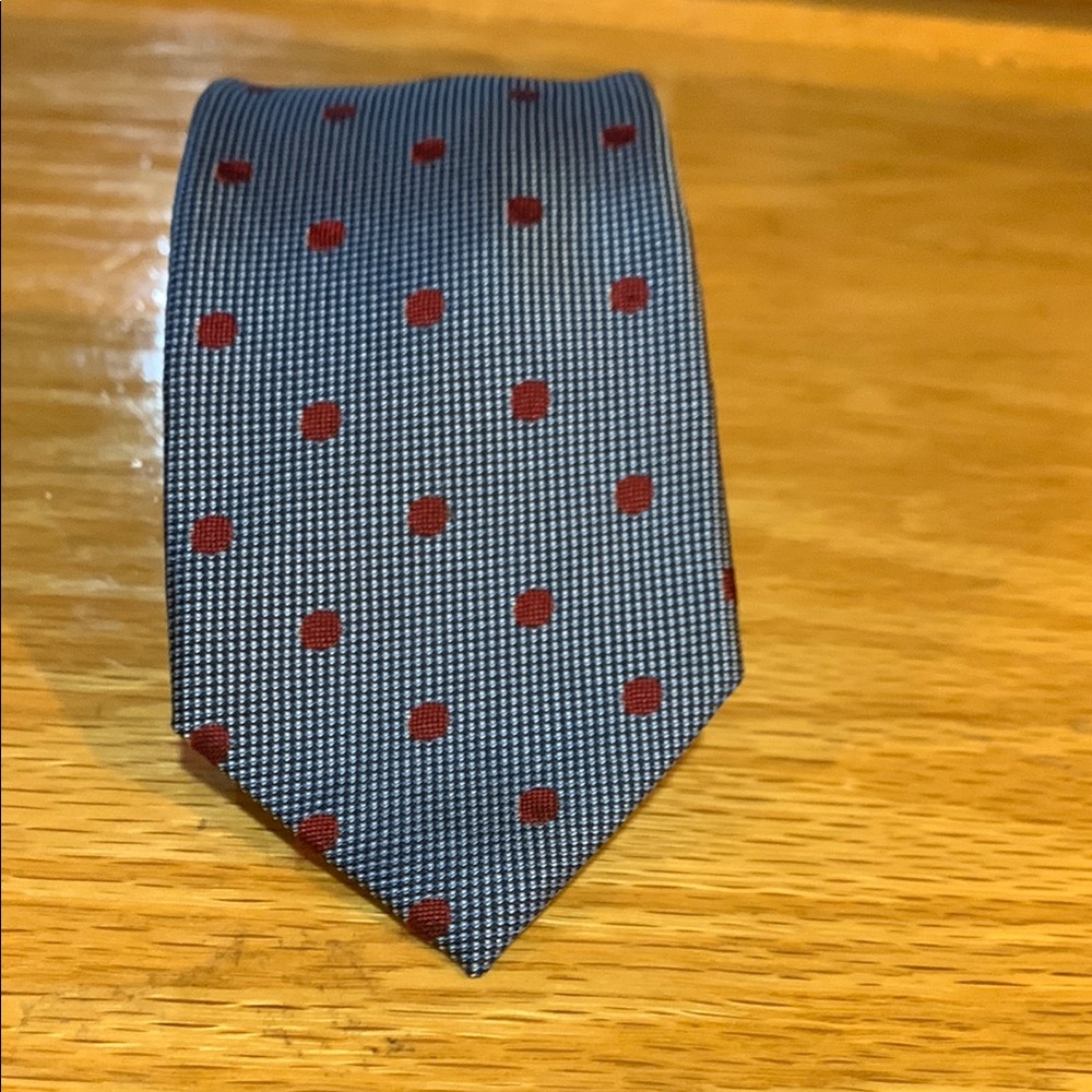 Ryan Seacrest Distinction Blue and Red Polka Dot Silk Tie